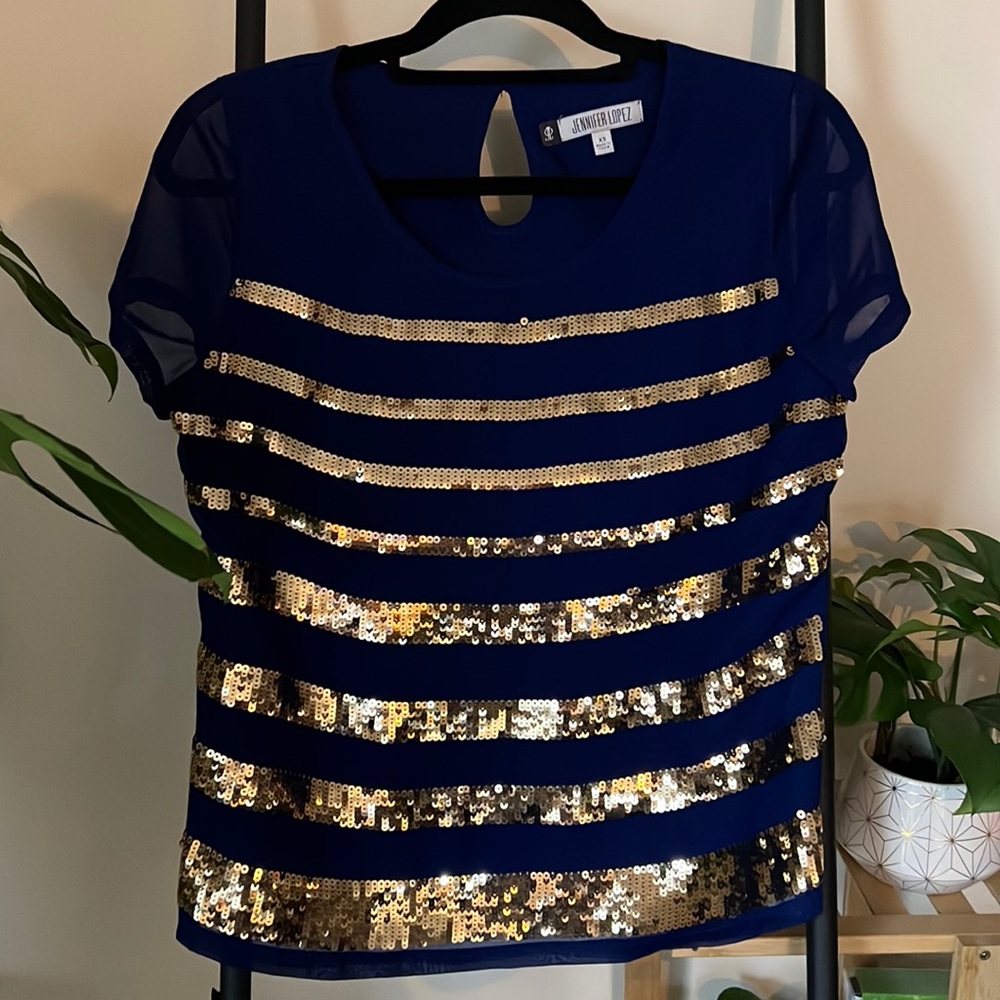 XS Jennifer Lopez Royal Blue Sequin Top